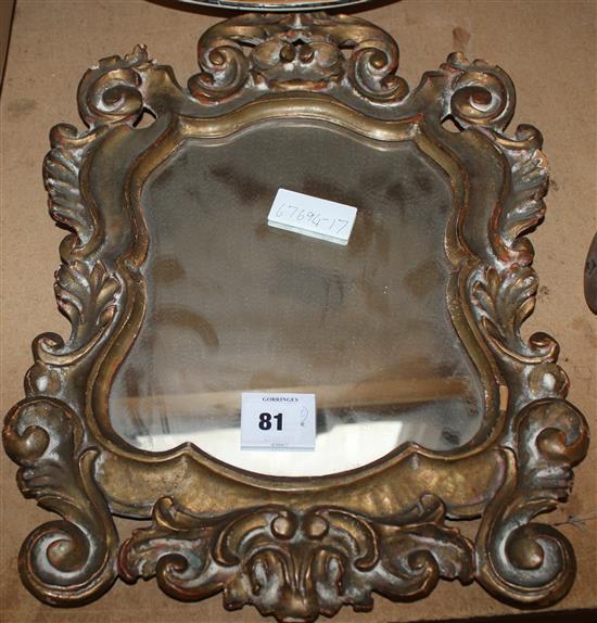 Giltwood cartouche shaped mirror(-)